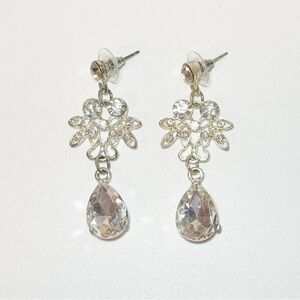 Sparkling Silver Crystal Drop Earrings